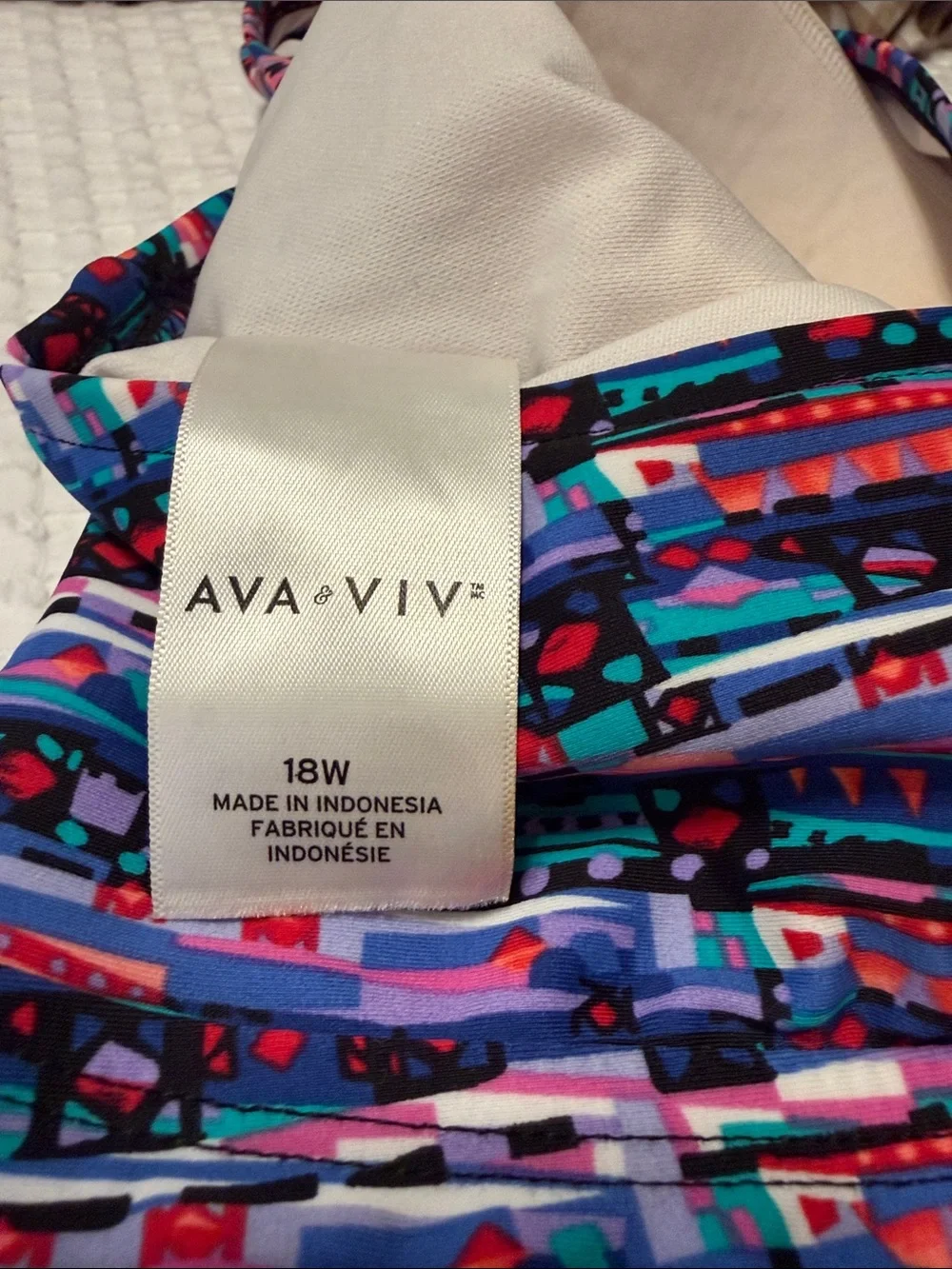 Ava & Viv Pink, Blue & Purple Patterned One-Piece Tank with Shelf Bra